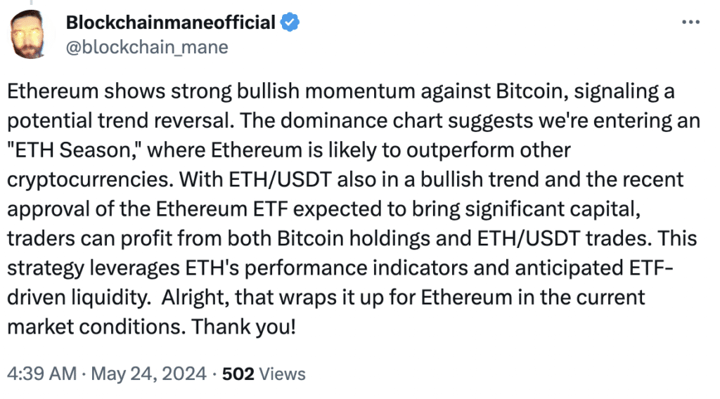 blockchainmane ethereum tweet