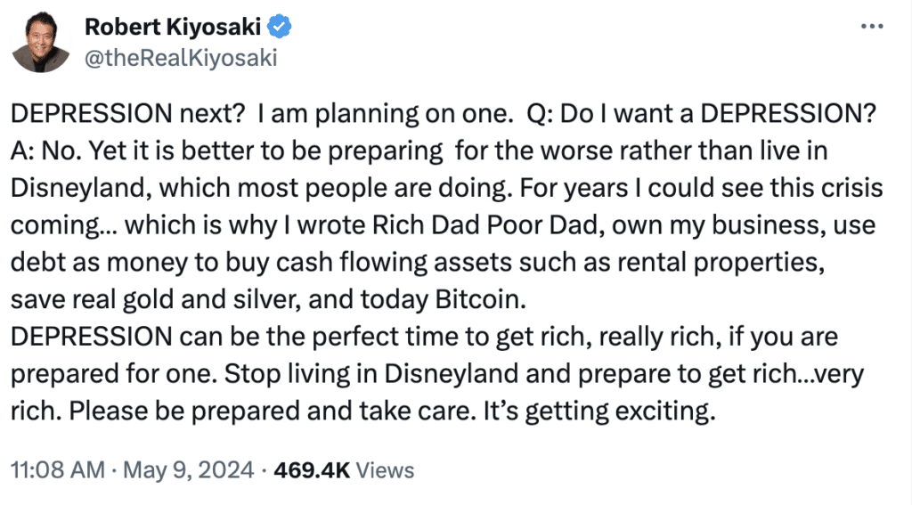 Robert Kiyosaki tweet x.