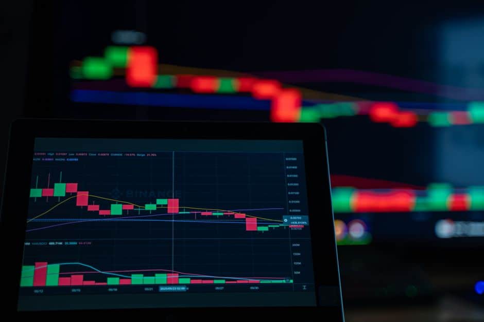 Cryptokoers op een handelsscherm