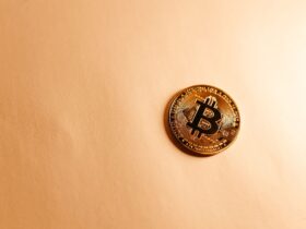 Close-up of a Bitcoin coin on a soft, neutral background representing the digital currency concept.